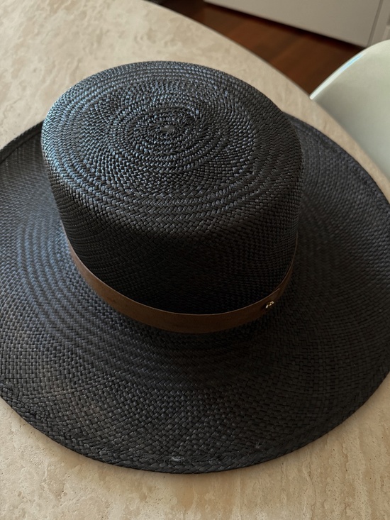 Janessa Leone Black Straw Hat, Size S main image 4